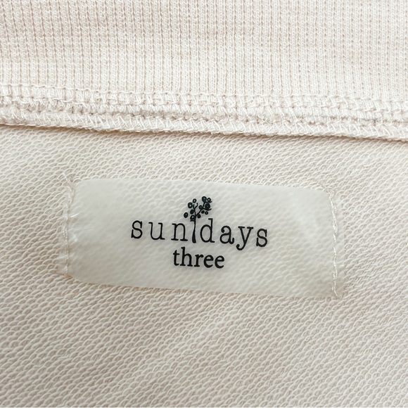 SUNDAYS Women’s Pink French Terry Sweatshirt One Shoulder Thumb Holes Size 3 (L) - Picture 4 of 5